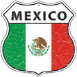 Mexico Flag Highway Shield Metal Sign 12" (HS)