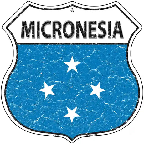 Micronesia Flag Highway Shield Metal Sign 12" (HS)