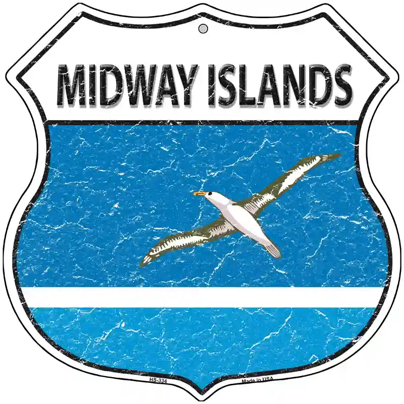 Midway Islands Flag Highway Shield Metal Sign 12" (HS)