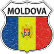 Moldova Flag Highway Shield Metal Sign 12" (HS)