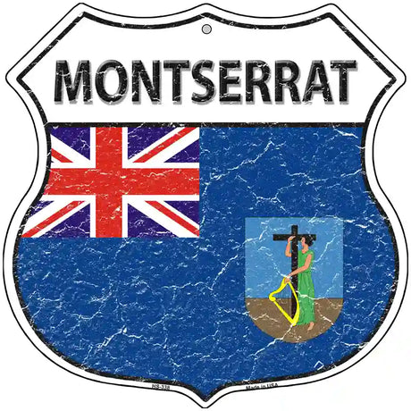 Montserrat Flag Highway Shield Metal Sign 12" (HS)