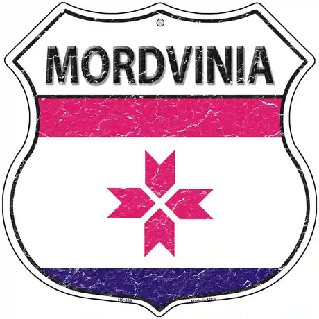 Mordvinia Flag Highway Shield Metal Sign 12" (HS)