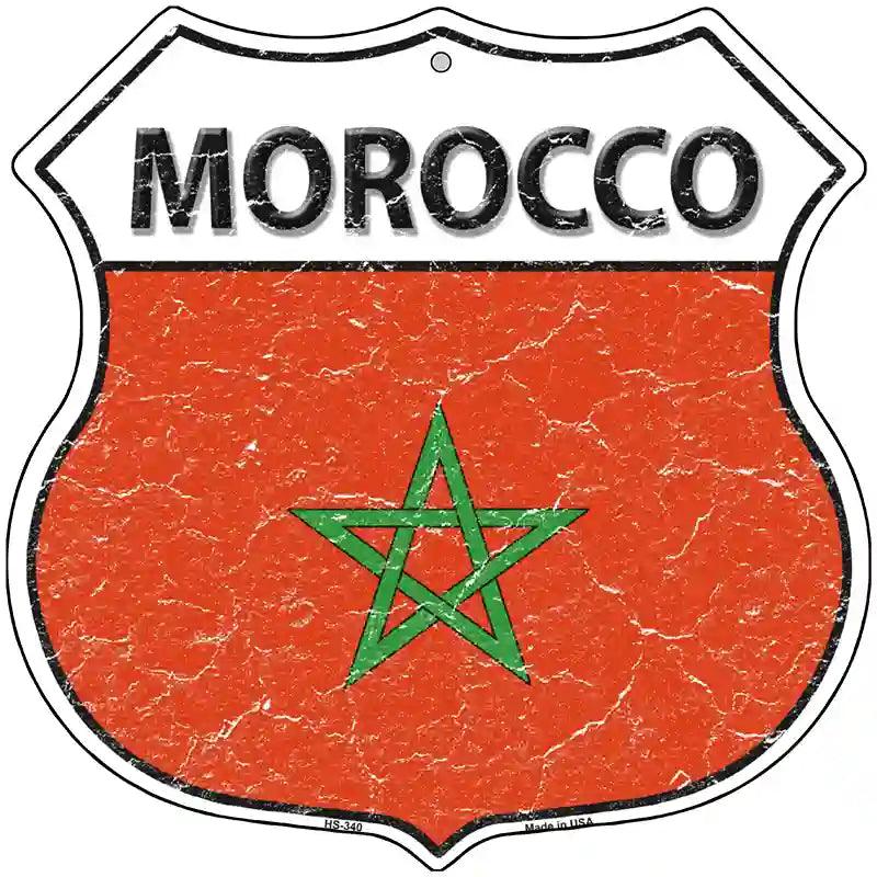 Morocco Flag Highway Shield Metal Sign 12" (HS)