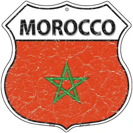 Morocco Flag Highway Shield Metal Sign 12" (HS)