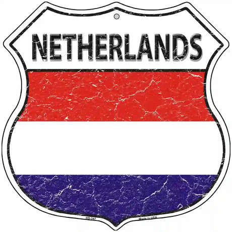 Netherlands Flag Highway Shield Metal Sign 12" (HS)