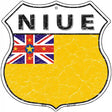 Niue Flag Highway Shield Metal Sign 12" (HS)