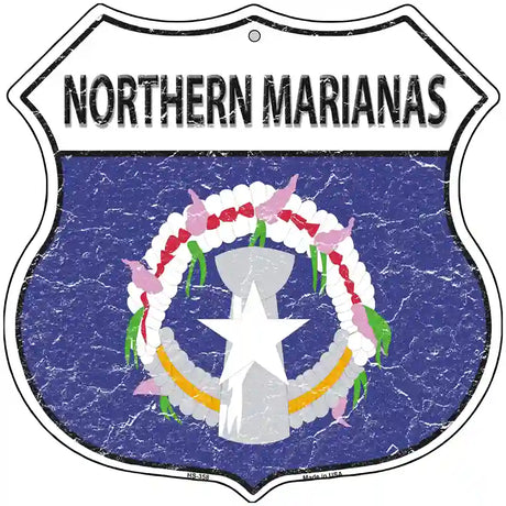 Northern Marianas Flag Highway Shield Metal Sign 12" (HS)