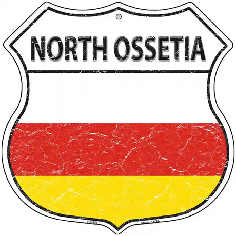 North Ossetia Flag Highway Shield Metal Sign 12" (HS)