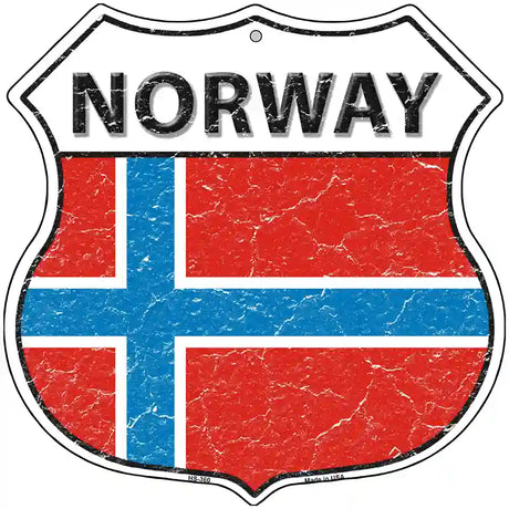 Norway Flag Highway Shield Metal Sign 12" (HS)