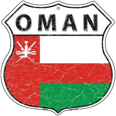 Oman Flag Highway Shield Metal Sign 12" (HS)