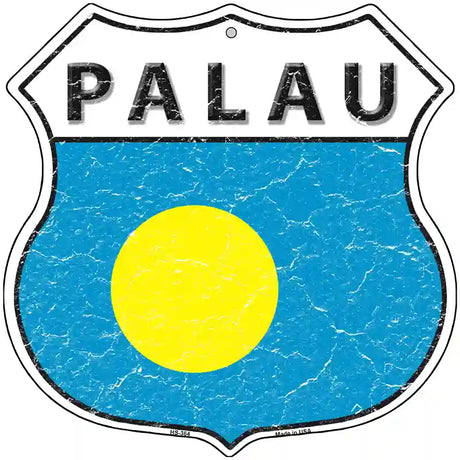 Palau Flag Highway Shield Metal Sign 12" (HS)