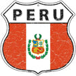 Peru Flag Highway Shield Metal Sign 12" (HS)