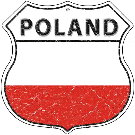 Poland Flag Highway Shield Metal Sign 12" (HS)