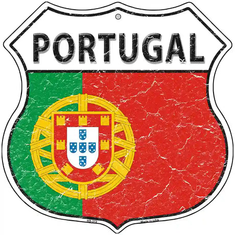 Portugal Flag Highway Shield Metal Sign 12" (HS)