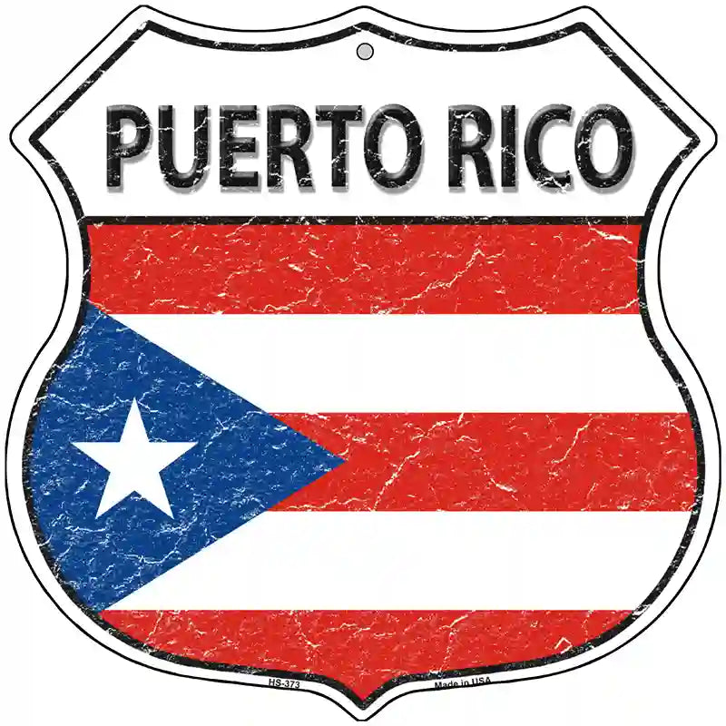 Puerto Rico Flag Highway Shield Metal Sign 12" (HS)