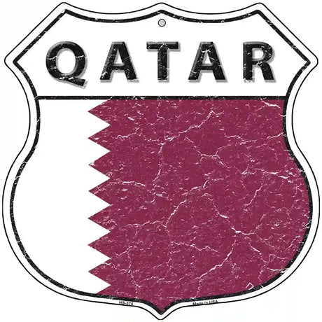 Qatar Flag Highway Shield Metal Sign 12" (HS)