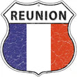 Reunion Flag Highway Shield Metal Sign 12" (HS)