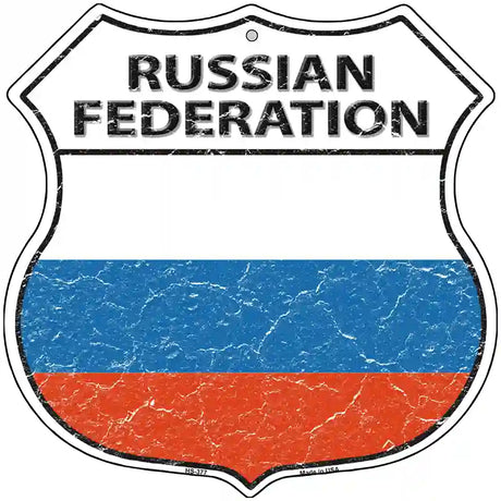 Russian Federation Flag Highway Shield Metal Sign 12" (HS)