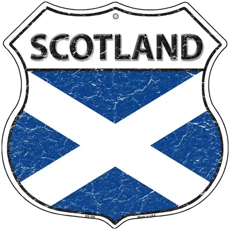 Scotland Flag Highway Shield Metal Sign 12" (HS)