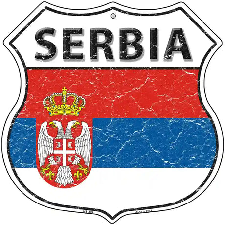 Serbia Flag Highway Shield Metal Sign 12" (HS)