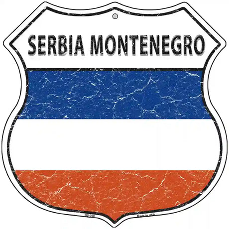 Serbia Montenegro Flag Highway Shield Metal Sign 12" (HS)