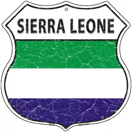 Sierra Leone Islands Flag Highway Shield Metal Sign 12" (HS)