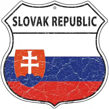 Slovak Republic Flag Highway Shield Metal Sign 12" (HS)