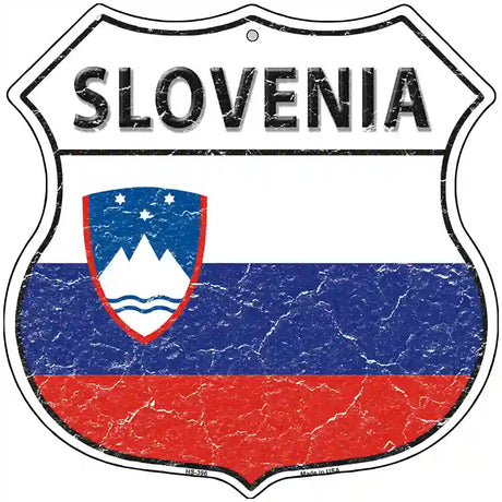 Slovenia Flag Highway Shield Metal Sign 12" (HS)