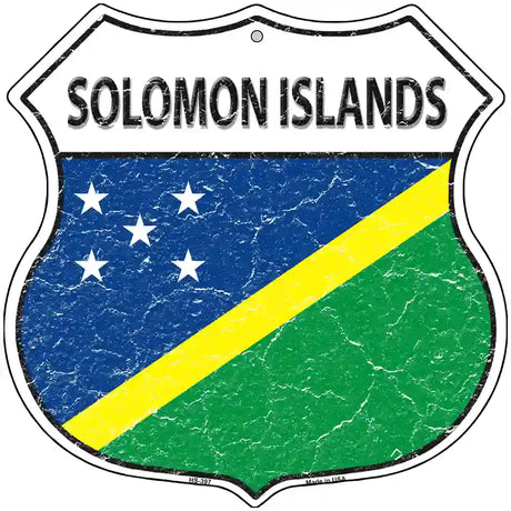 Solomon Islands Flag Highway Shield Metal Sign 12" (HS)