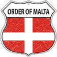 Order of Malta Flag Highway Shield Metal Sign 12" (HS)