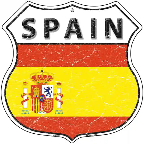 Spain Flag Highway Shield Metal Sign 12" (HS)