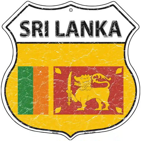 Sri Lanka Flag Highway Shield Metal Sign 12" (HS)