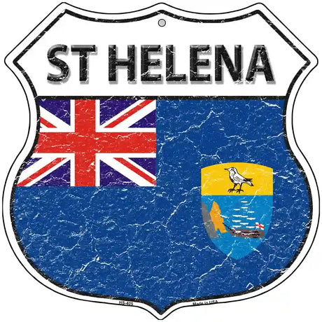 St Helena Flag Highway Shield Metal Sign 12" (HS)