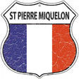 St Pierre Miquelon Flag Highway Shield Metal Sign 12" (HS)