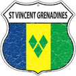 St Vincent Grenadines Flag Highway Shield Metal Sign 12" (HS)