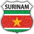 Surinam Flag Highway Shield Metal Sign 12" (HS)