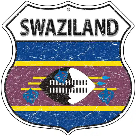 Swaziland Flag Highway Shield Metal Sign 12" (HS)