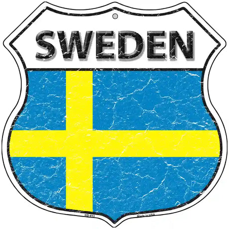 Sweden Flag Highway Shield Metal Sign 12" (HS)