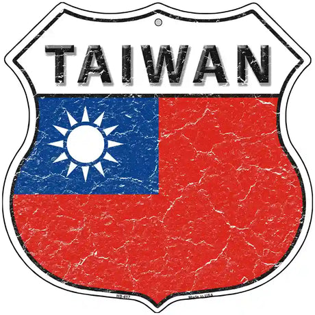 Taiwan Flag Highway Shield Metal Sign 12" (HS)