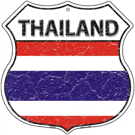 Thailand Flag Highway Shield Metal Sign 12" (HS)