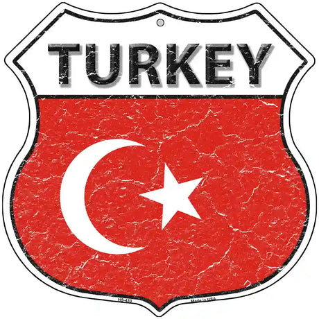 Turkey Flag Highway Shield Metal Sign 12" (HS)