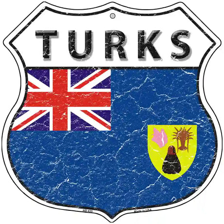 Turks Flag Highway Shield Metal Sign 12" (HS)