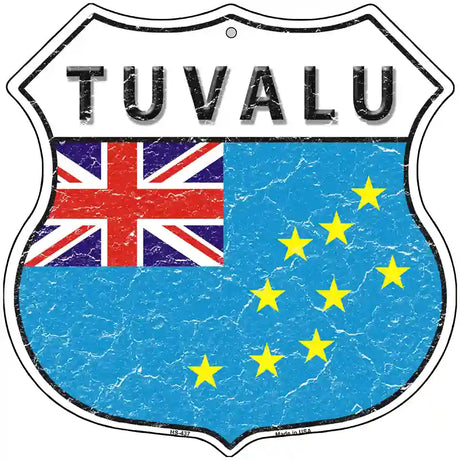 Tuvalu Flag Highway Shield Metal Sign 12" (HS)