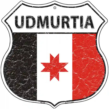 Udmurtia Flag Highway Shield Metal Sign 12" (HS)