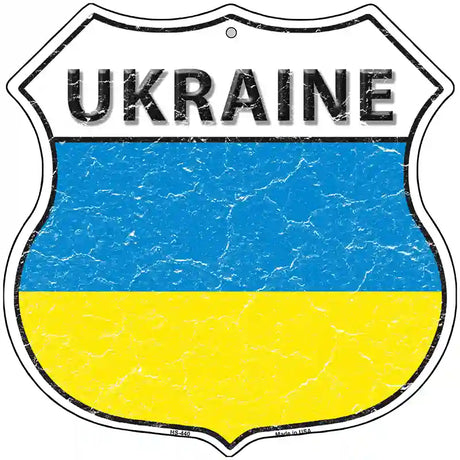 Ukraine Flag Highway Shield Metal Sign 12" (HS)