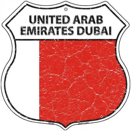 United Arab Emirates Dubai Flag Highway Shield Metal Sign 12" (HS)