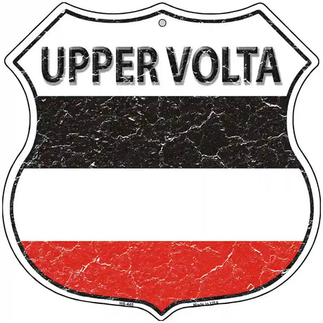 Upper Volta Flag Highway Shield Metal Sign 12" (HS)