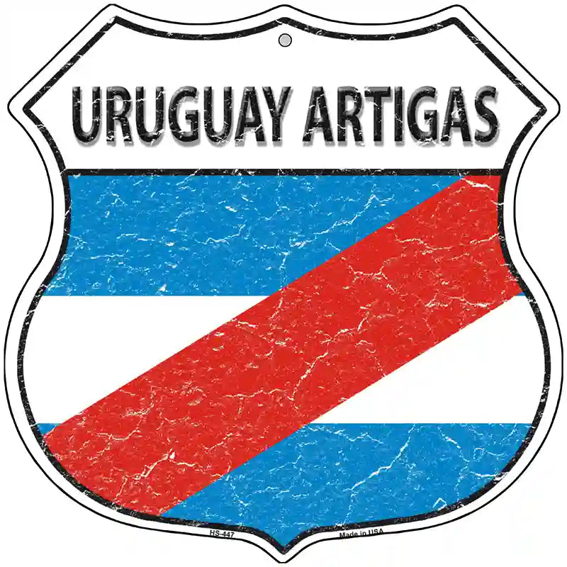 Uruguay Artigas Flag Highway Shield Metal Sign 12" (HS)