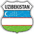 Uzibekistan Flag Highway Shield Metal Sign 12" (HS)