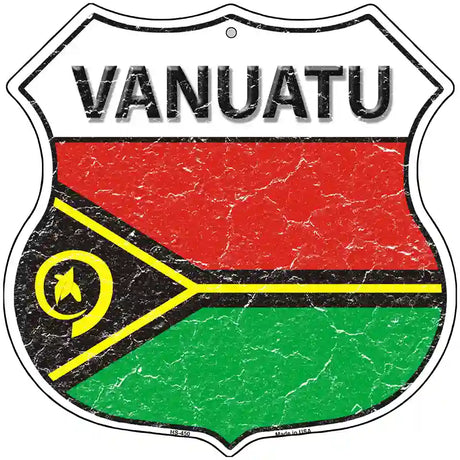 Vanuatu Flag Highway Shield Metal Sign 12" (HS)